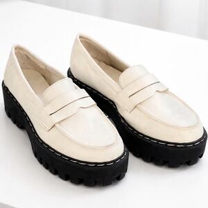 Bamboo Staging White Vegan Leather Platform Loafers 7